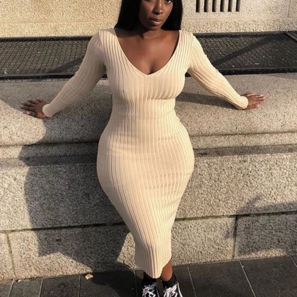 Midi length sweater dress